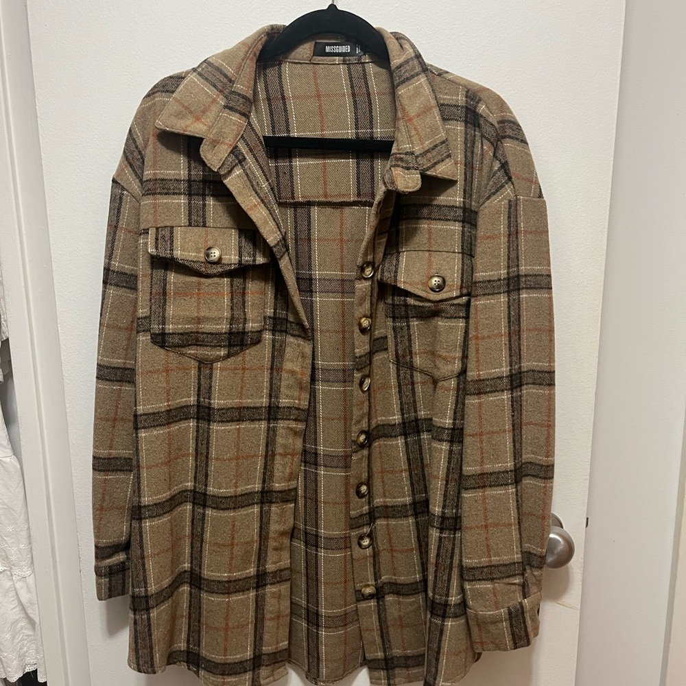 Plaid Button-Up Shirt Jacket